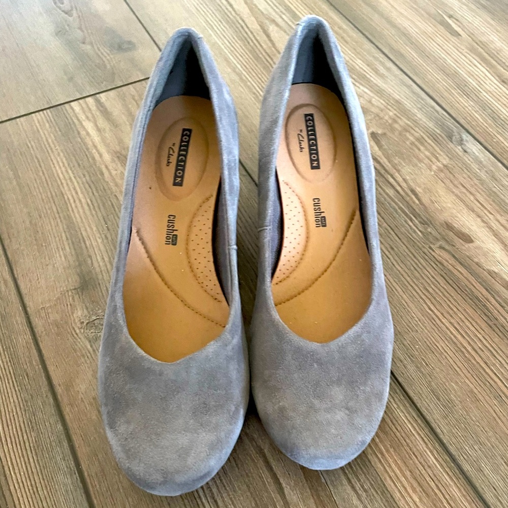 Never worn Collection by Clarks Grey Suede Wedge.